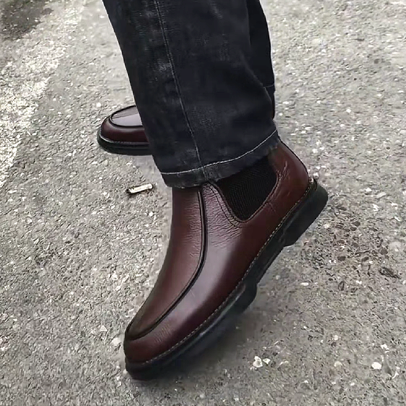 Brown Leather Slip-On Boot