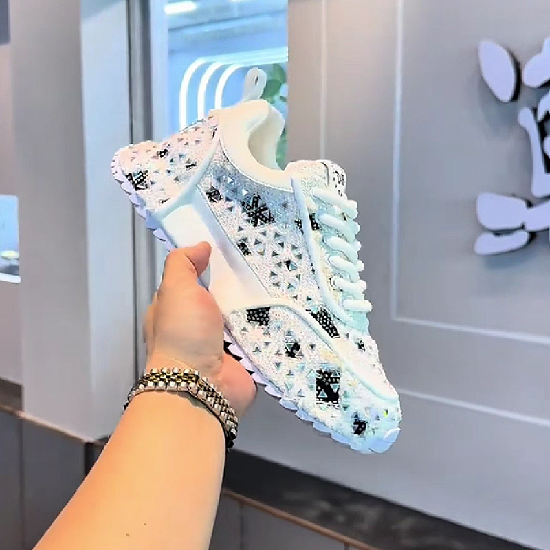 White Crystal Pattern Sneaker