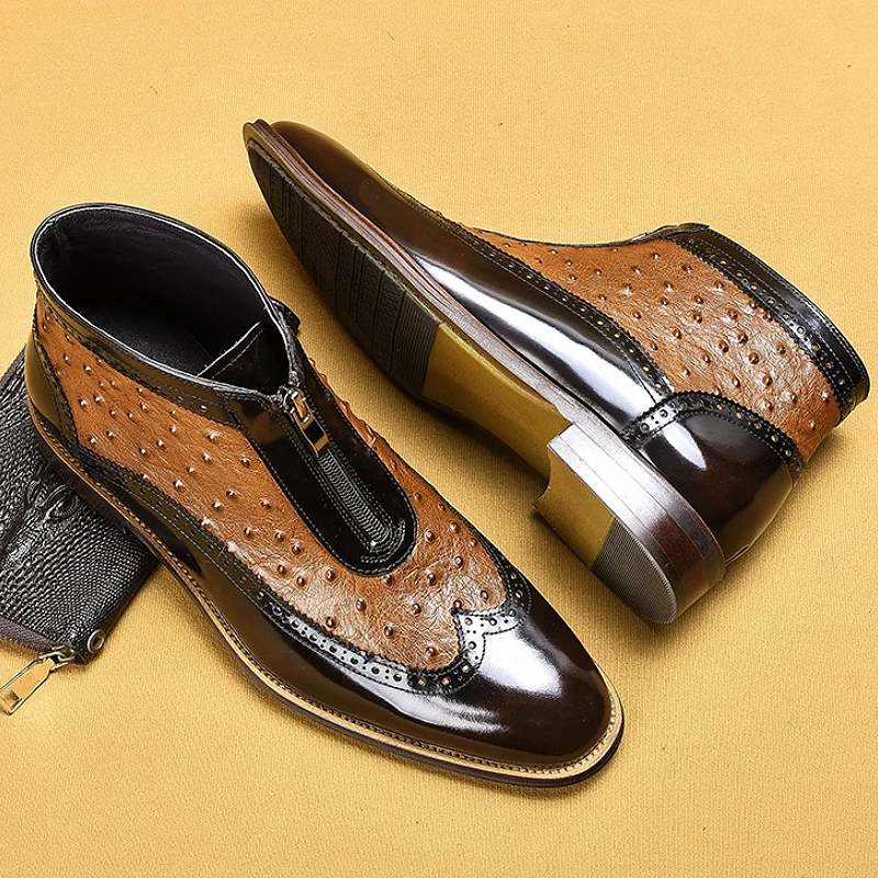 Brown Patent Leather Ankle Boot