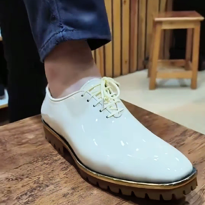 Men's Patent Leather Oxford Shoes with Chunky Sole