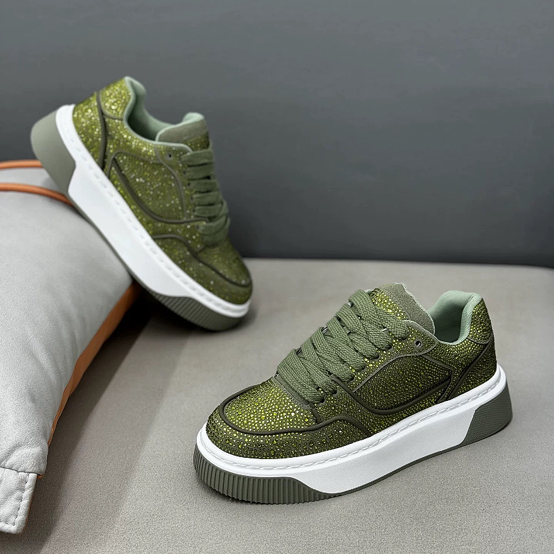 Men's Sparkling Lace-Up Casual Platform Sneakers