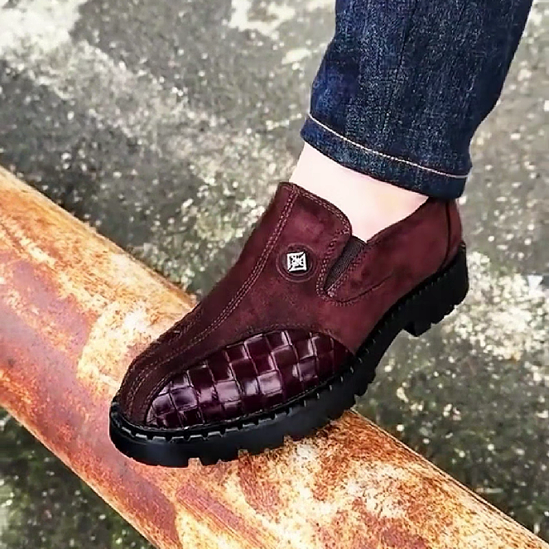 Brown Croco Print Loafer Men