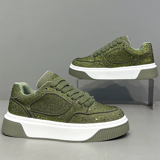 Men's Sparkling Lace-Up Casual Platform Sneakers