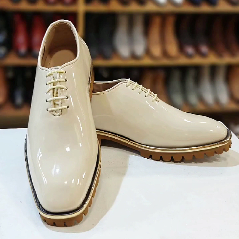 Men's Patent Leather Oxford Shoes with Chunky Sole