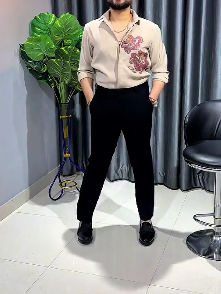 Floral Rhinestone Dress Shirt
