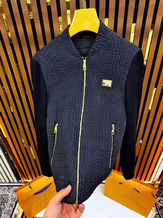 Herringbone Knit Zip-Up Jacket