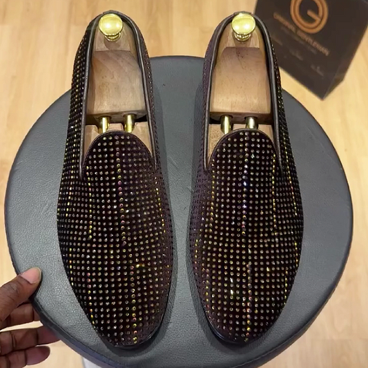 Men's Studded Leather Slip-On Dress Loafers