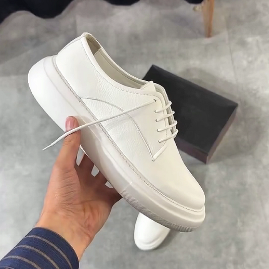 Men's Leather Lace-Up Casual Shoes with Platform Sole