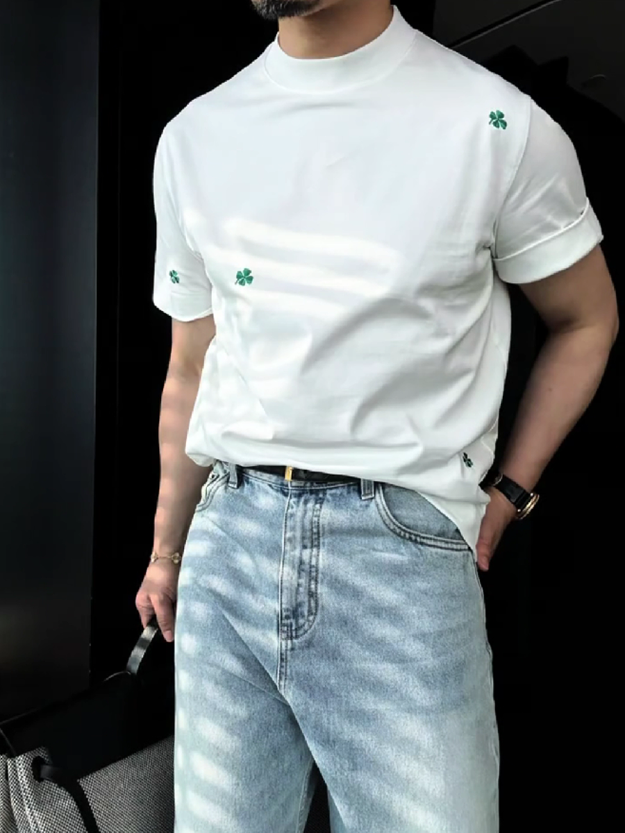 Men's Clover Embroidered Short Sleeve T-Shirt