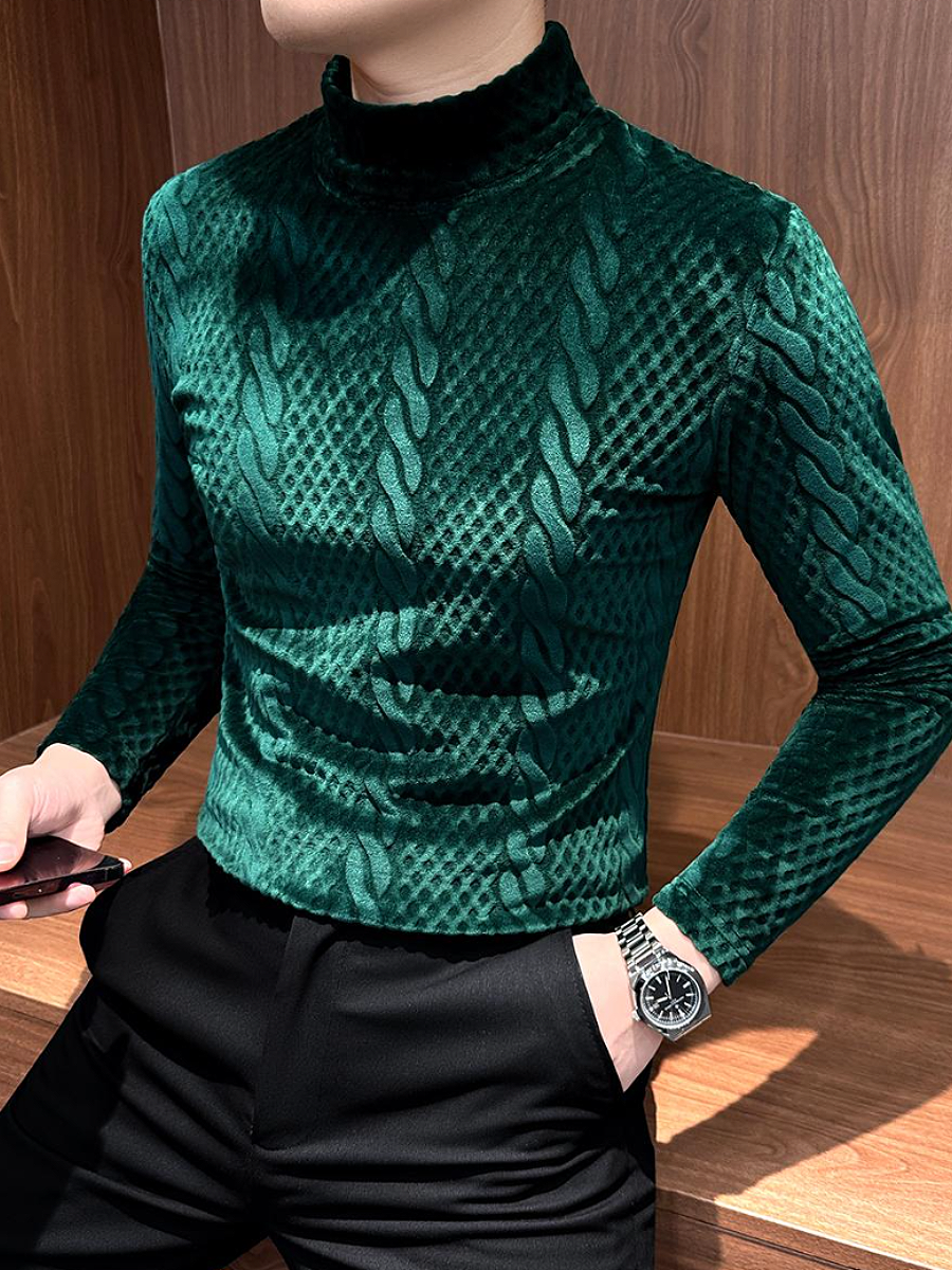 Green Velvet Knit Turtleneck