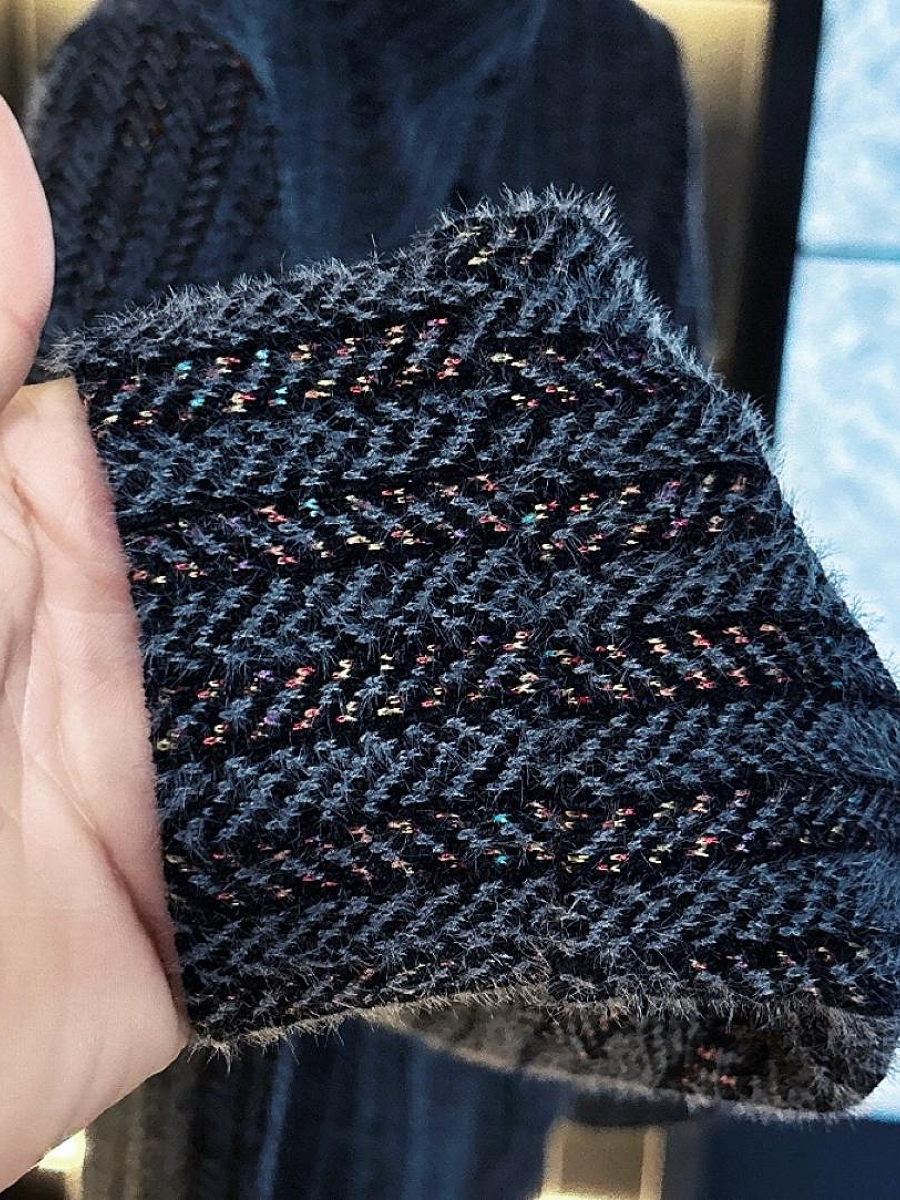 Navy Knit Shiny Sweater