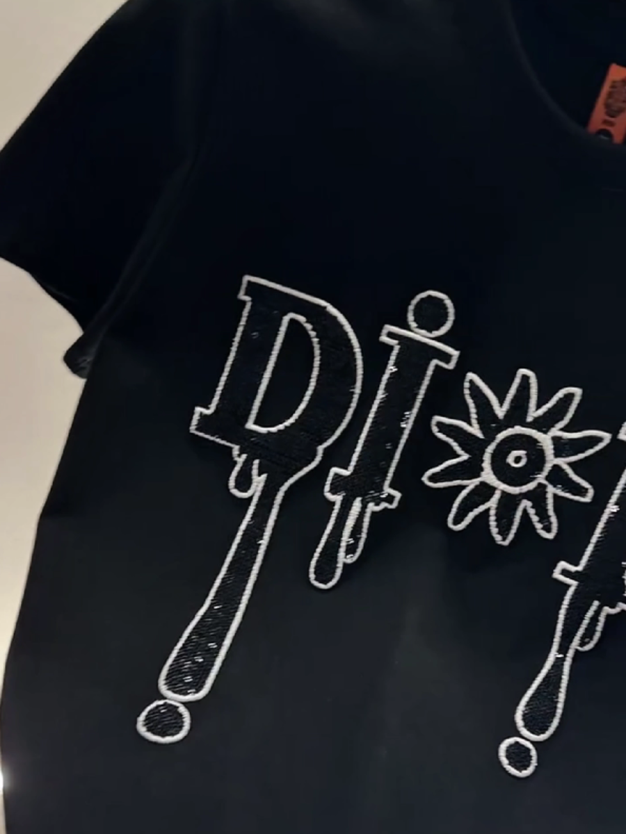 Men's Dripping Letters Graphic Round Neck T-Shirt