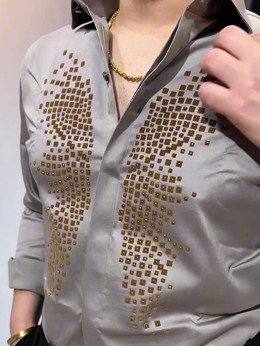 Rhinestone Pattern Dress Shirt