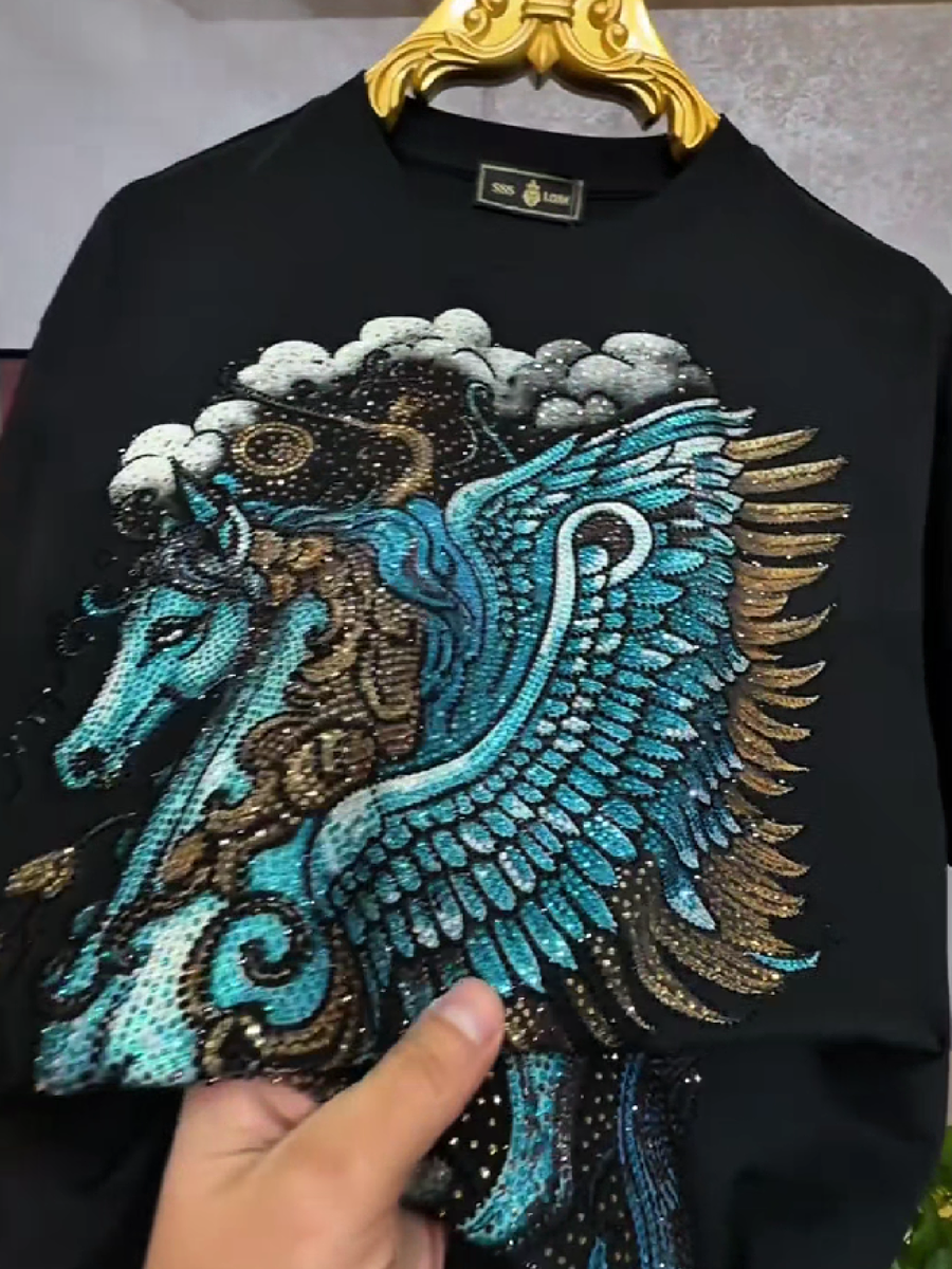 Men's Rhinestone Pegasus Graphic T-Shirt
