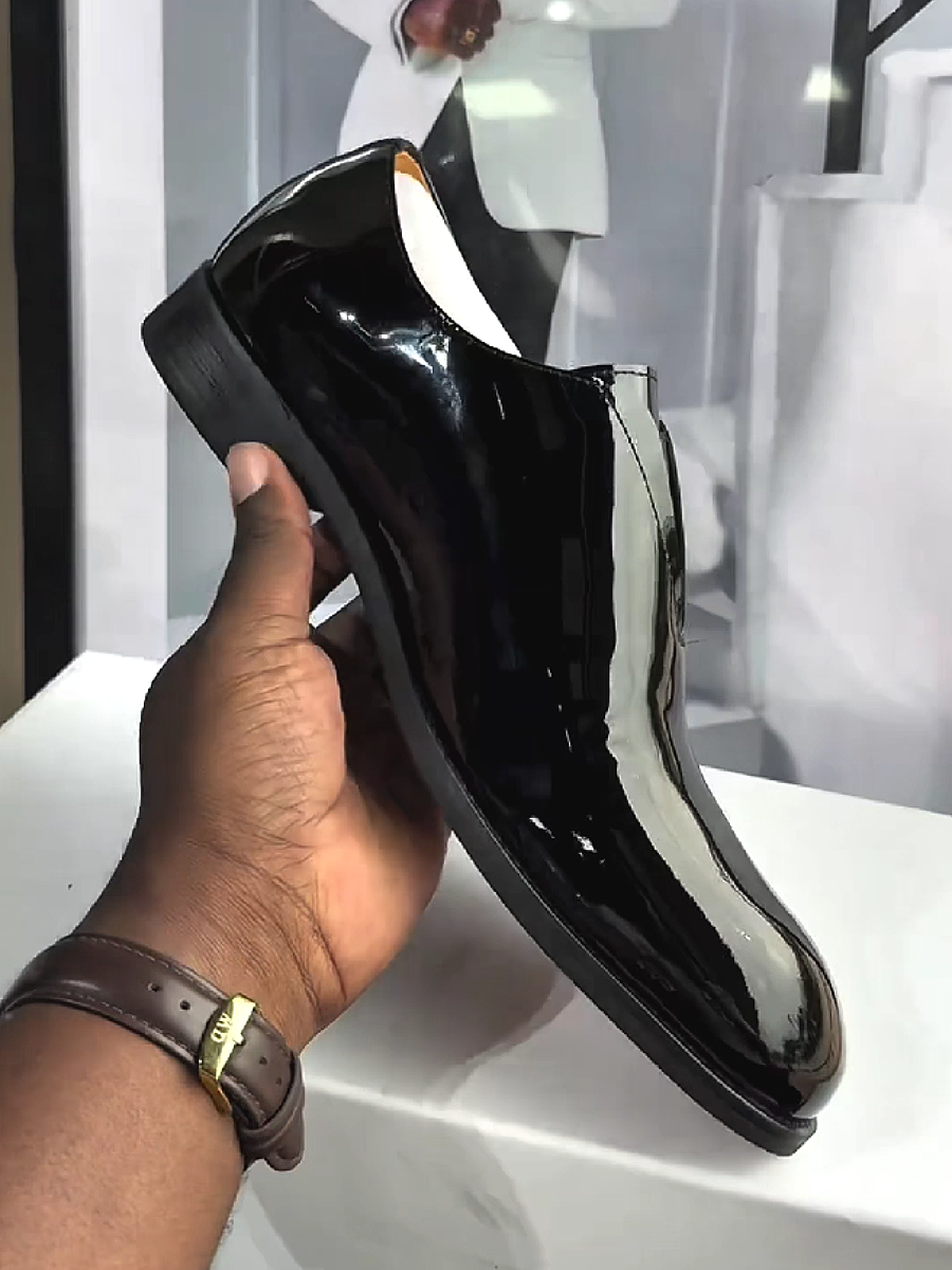 Men's Black Patent Leather Loafer Shoe