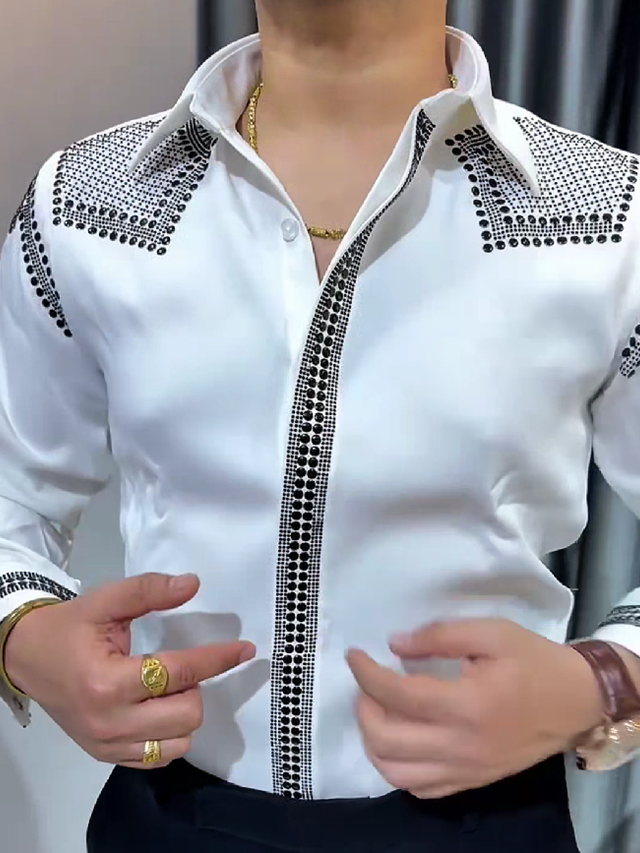 Rhinestone Trim Dress Shirt