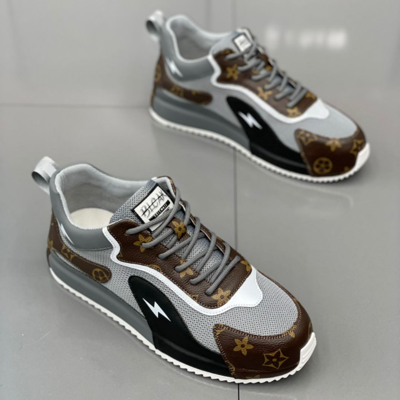 Men's Patterned Lace-Up Athletic Sneakers with Comfortable Sole