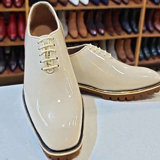 Men's Glossy Leather Lace-Up Dress Shoes
