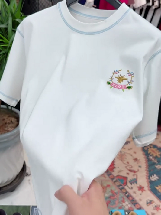 Men's Colorful Star Embroidery Crew Neck T-Shirt