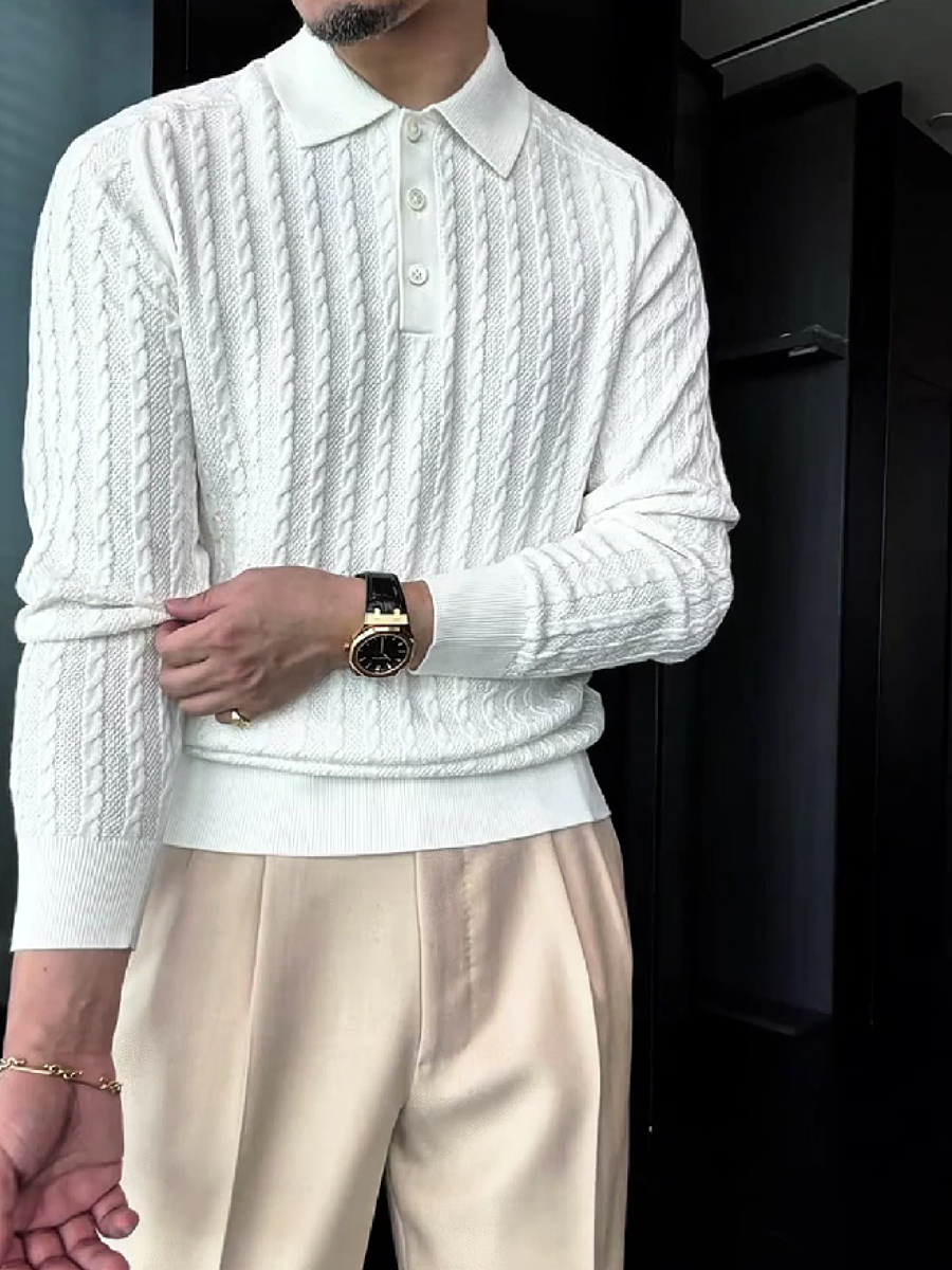Cable Knit Polo Sweater