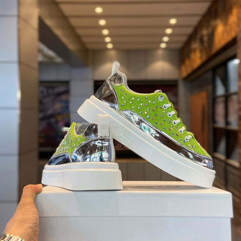 Neon Green Crystal Platform Sneaker