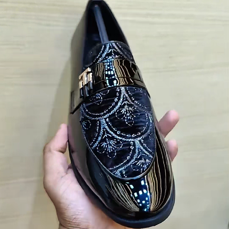 Black Embroidered Loafer