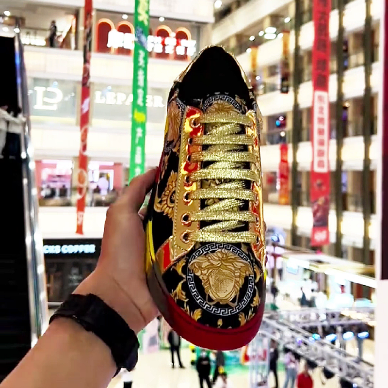 Men's Embossed Lace-Up Sneakers with Ornate Design