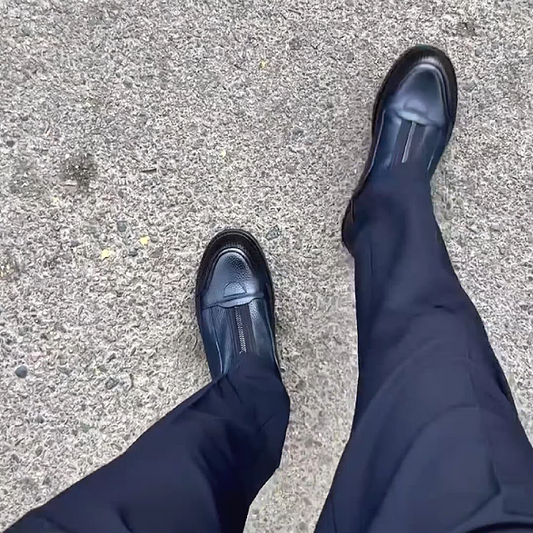 Men's Leather Boots with Side Zipper Closure