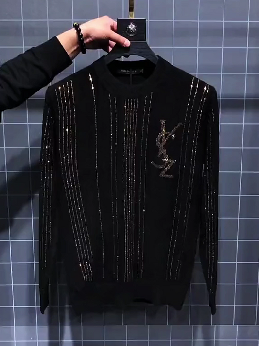 Black Sequin Knit Sweater