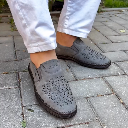 Men's Perforated Leather Slip-On Comfort Shoes