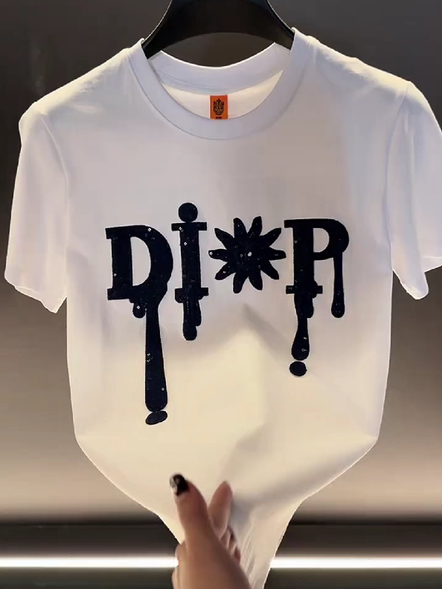Men's Dripping Letters Graphic Round Neck T-Shirt