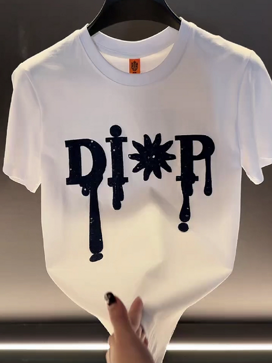 Men's Dripping Letters Graphic Round Neck T-Shirt