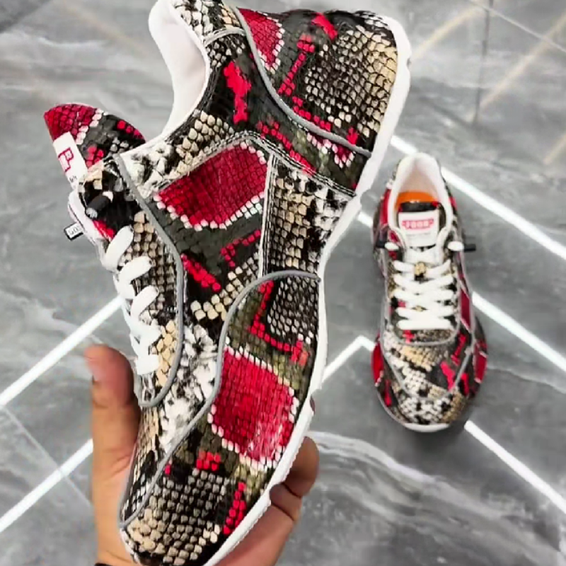 Patterned Lace-Up Fashion Sneaker