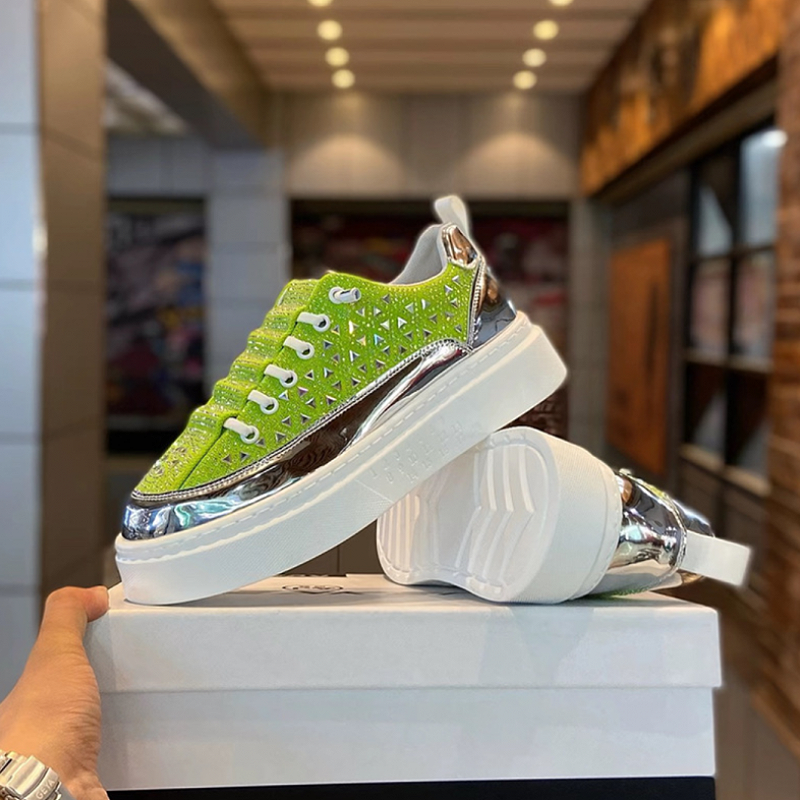 Neon Green Crystal Platform Sneaker