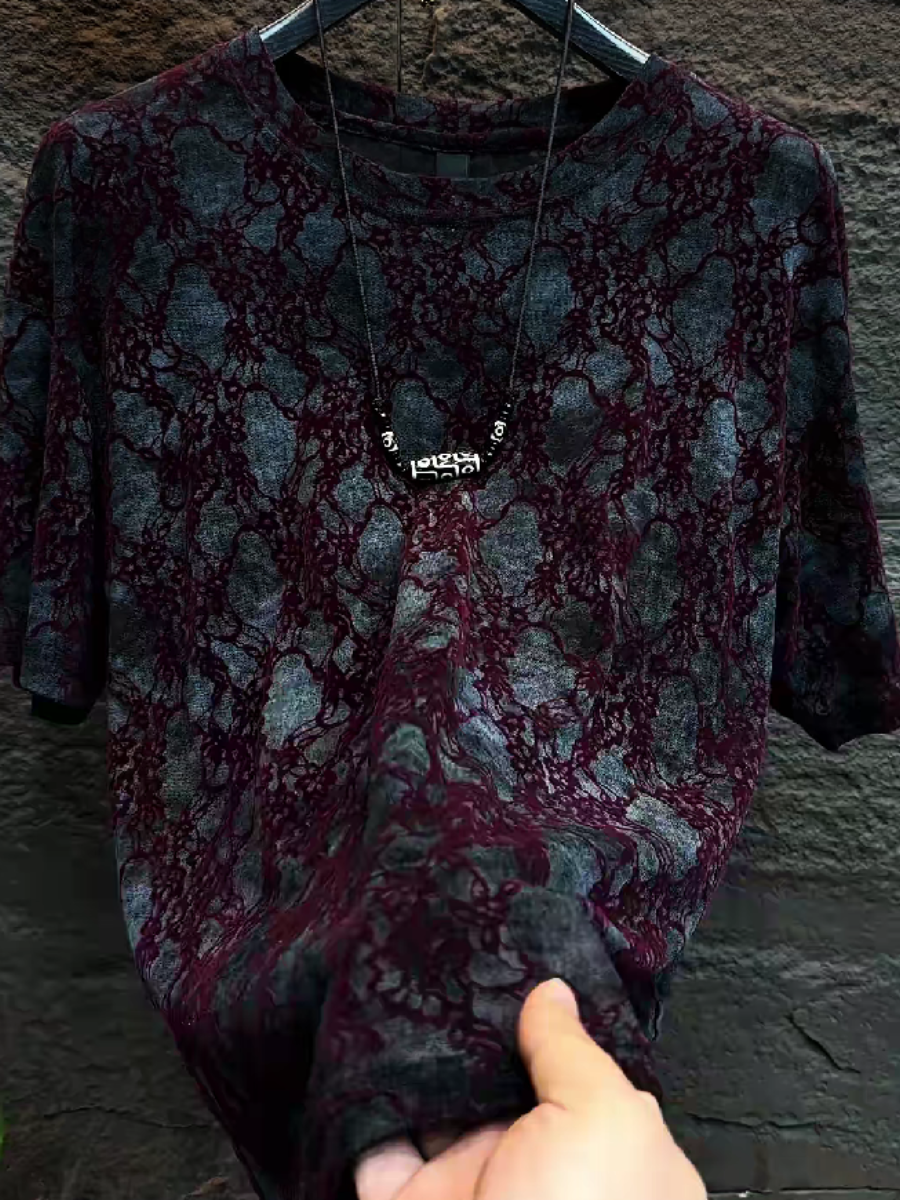 Men's Burnout Lace Pattern T-Shirt