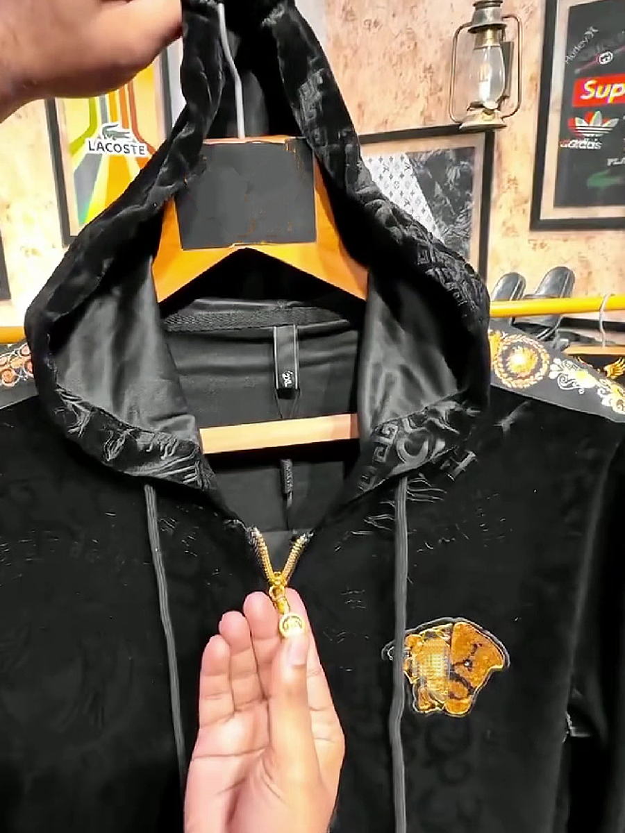 Embroidered Hoodie and Pants Two Set