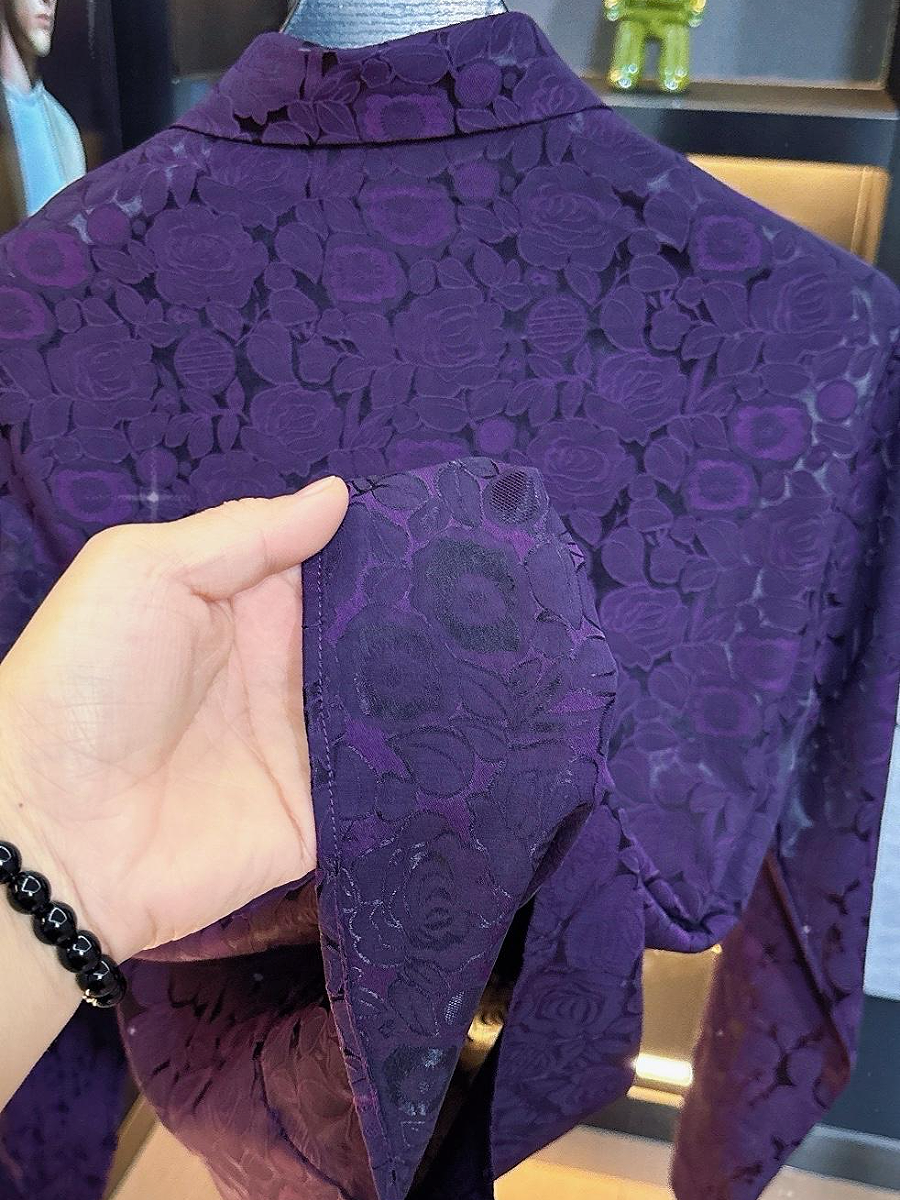Purple Shiny Floral Shirt