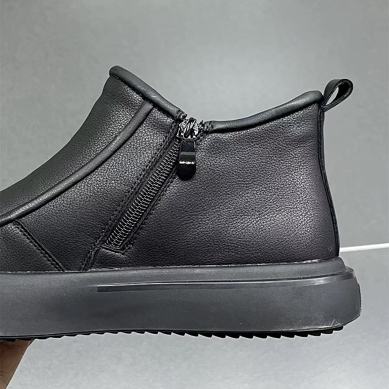 Black Leather Slip On Boot