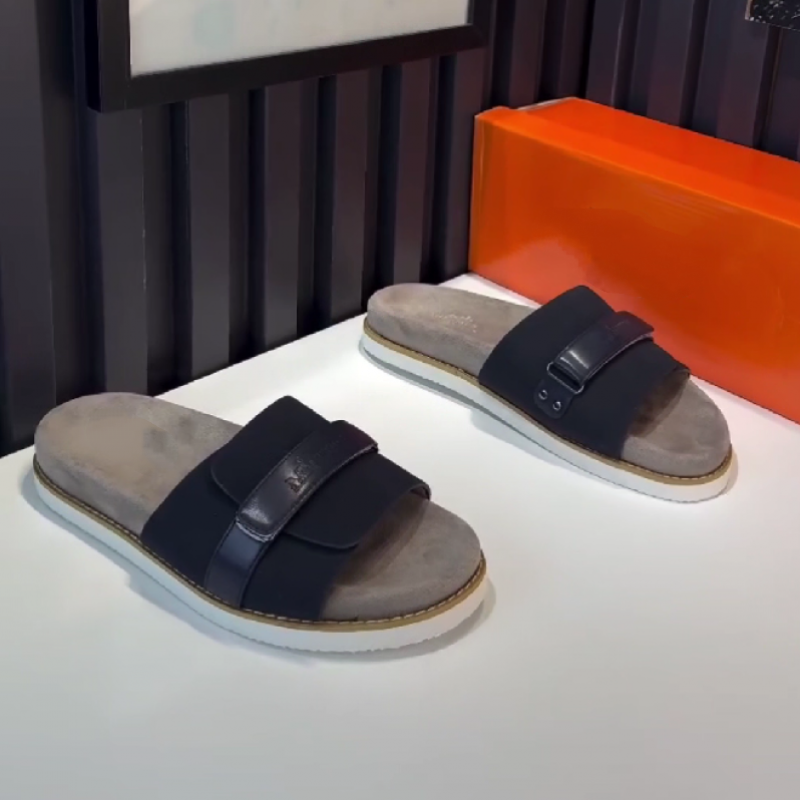 Men's Buckle-Strap Slip-On Slides