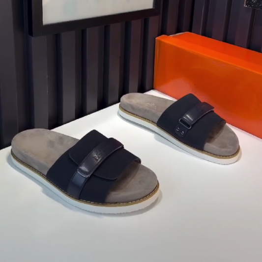 Men's Buckle-Strap Slip-On Slides
