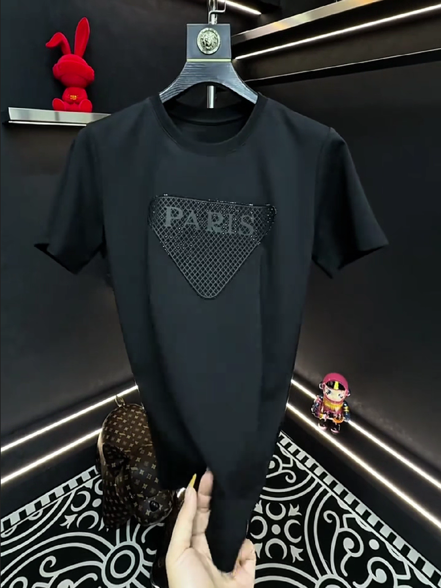 Men's Rhinestone Paris Triangle Graphic T-Shirt