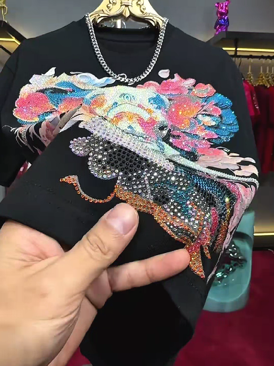 Rhinestone Elephant Print Tee