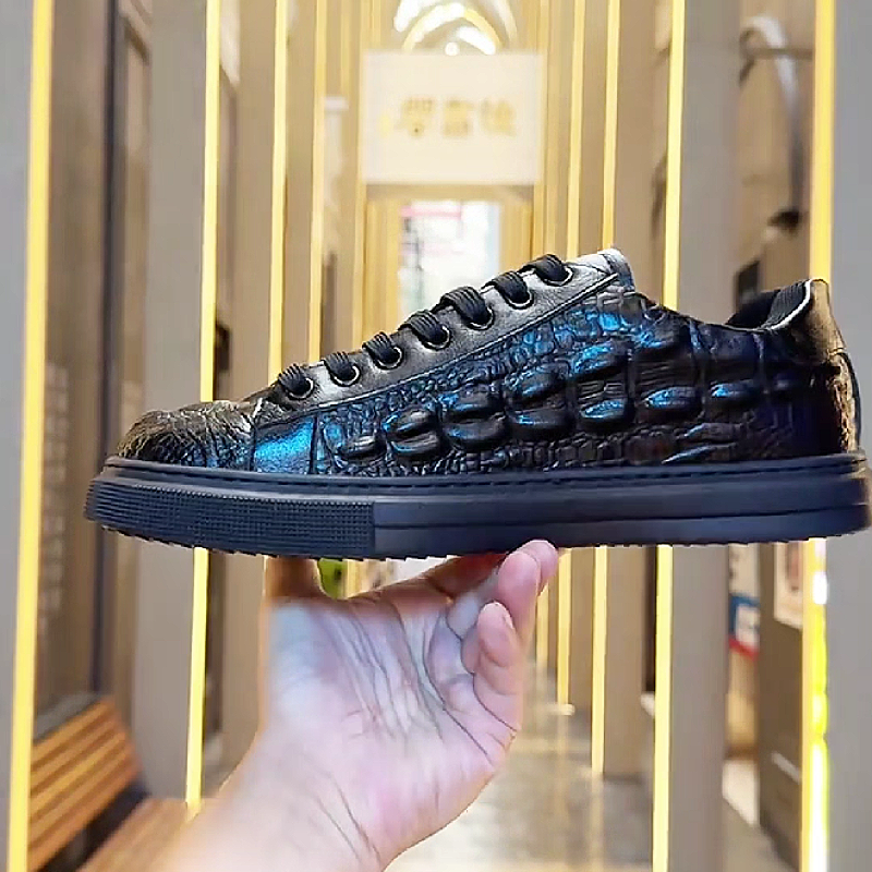 Croc-Embossed Sneakers