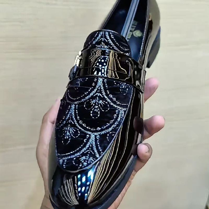 Black Embroidered Loafer