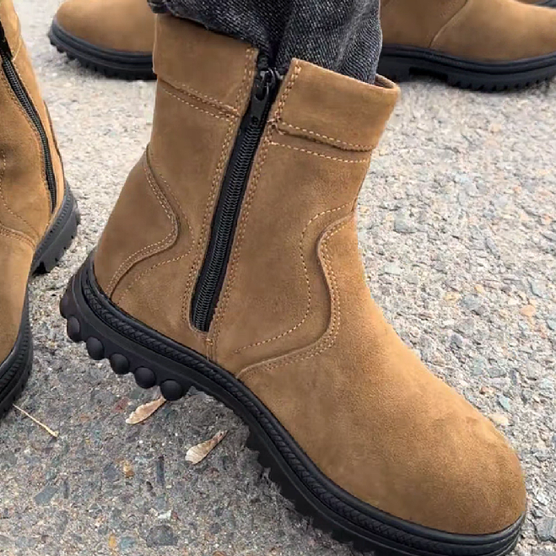 Suede Slip-On Hiking Boot with Rubber Sole