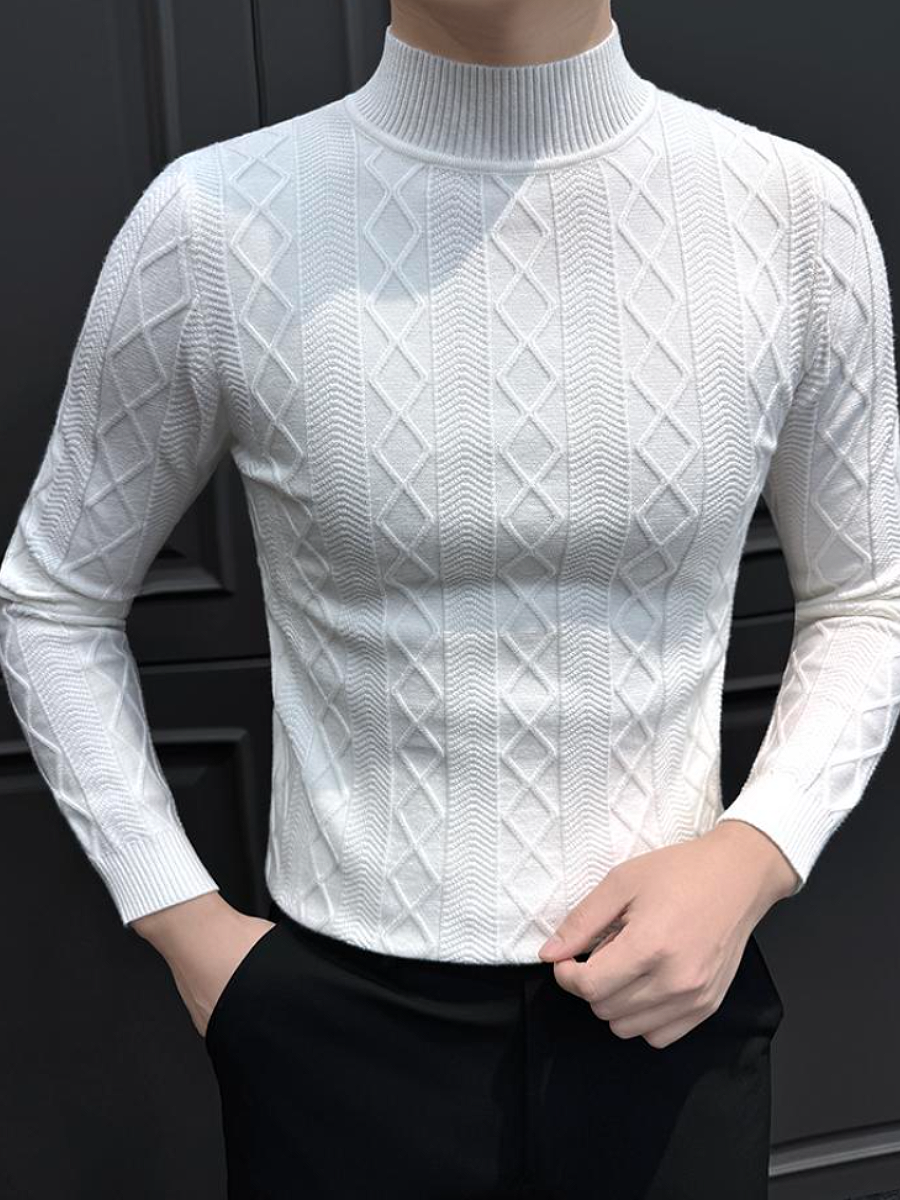 White Knit Turtleneck Sweater