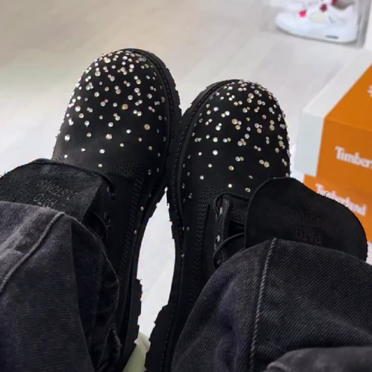 Women's Studded Ankle Boots with Lace-Up Closure