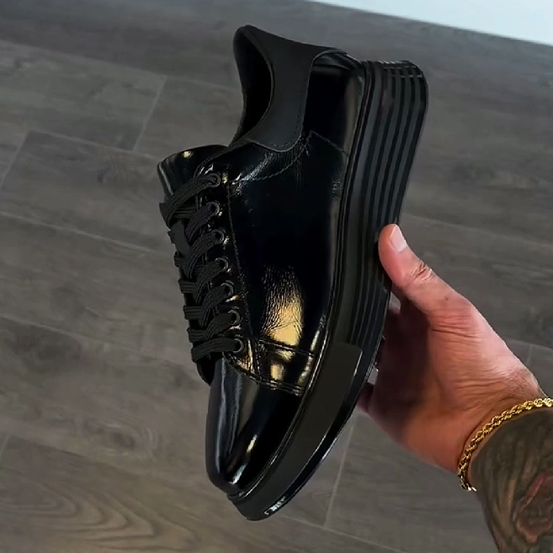 Black Patent Chunky Sole Sneaker