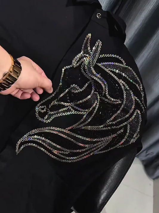Holographic Chain Dress Shirt