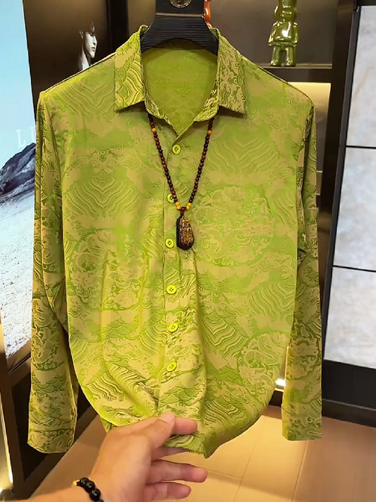 Patterned Long Sleeve Dress Shirt